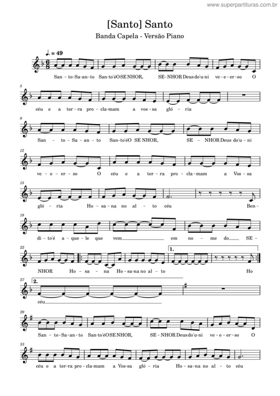 Partitura da música [Santo] Santo